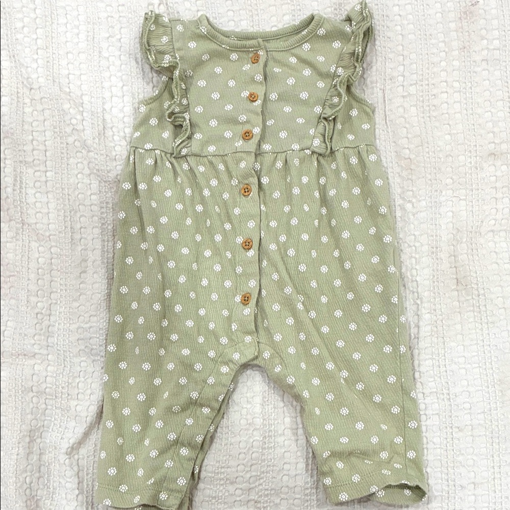 Carter's Sage Green Polka Dot Romper